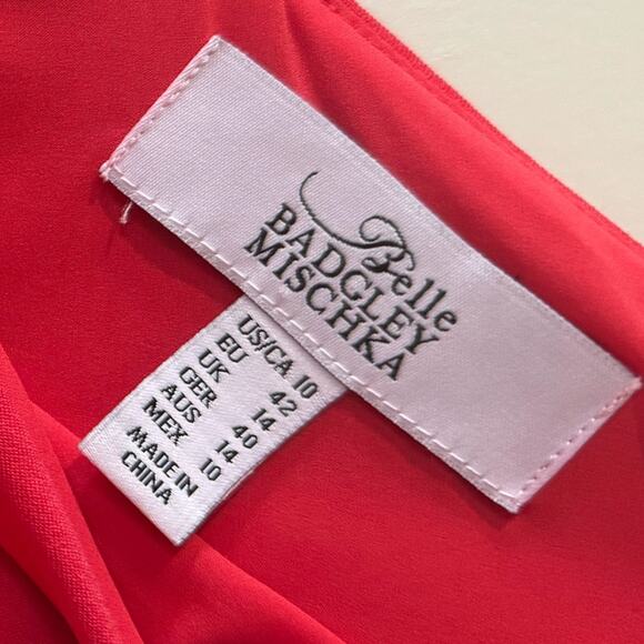 💋BADGLEY MISCHKA ♥️ Red Peplum Sheath V-Neck Dress (Women’s Size 10) 🔥 Like NEW - Picture 4 of 6